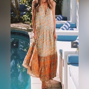 SPELL GOLD MAXI DRESS